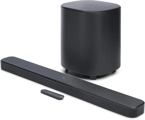 JBL Bar 500MK2-5.1 Sistema de Barra de Sonido de Canal con Dolby Atmos®, MultiBeam™ 3.0 y PureVoice 2.0, 750W con Sub de 10 Pulgadas, calibración de Sonido fácil y Funciona con Altavoces habilitados