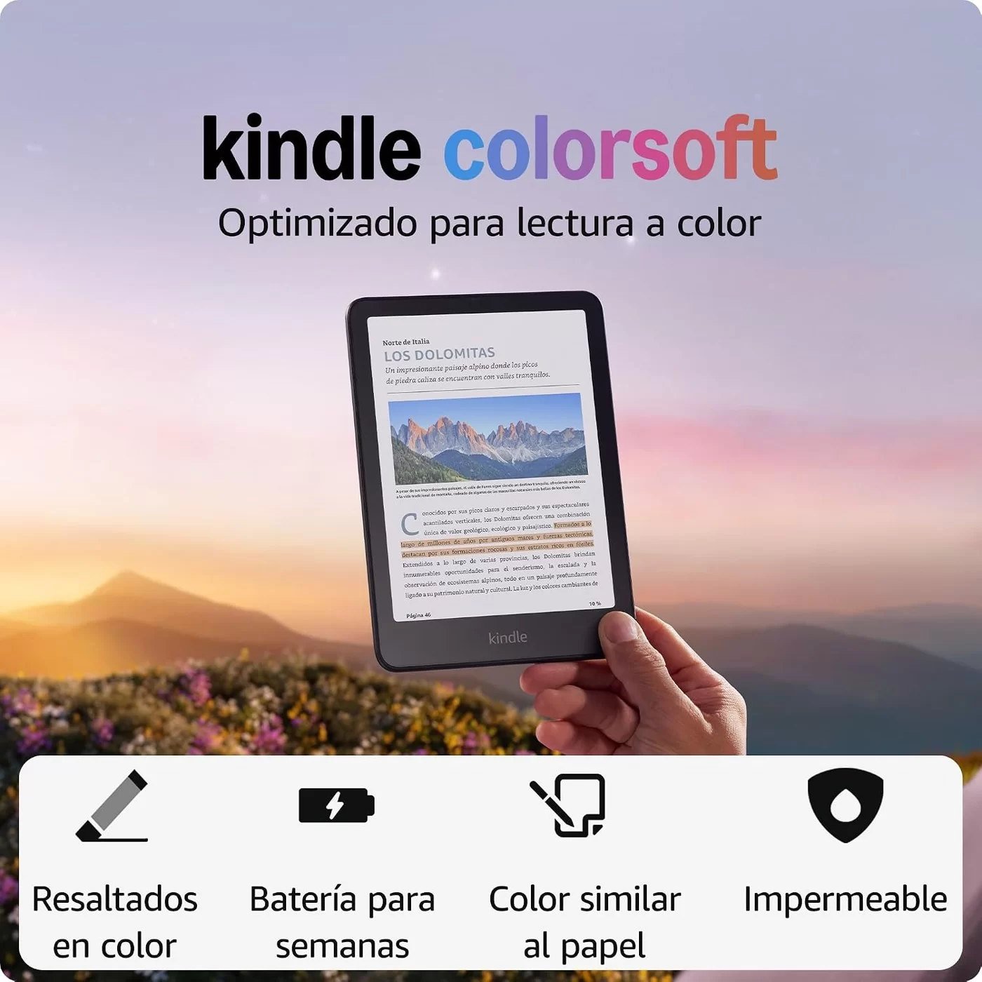 Amazon Kindle Colorsoft de 16 GB (modelo 2024). Con pantalla a color que da vida a las portadas y al contenido, ahora con resaltados en color. Sin anuncios. Negro