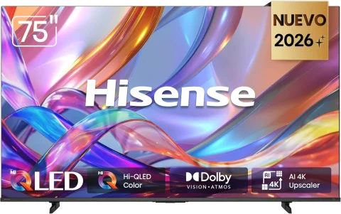 Hisense televisión QD6S Pantalla 75“ Pulgadas, Hi-QLED 4K Smart TV?AI 4K Upscaler,Dolby Vision·Atmos?Modo de Protección Ocular?Game Mode Plus?Fire TV