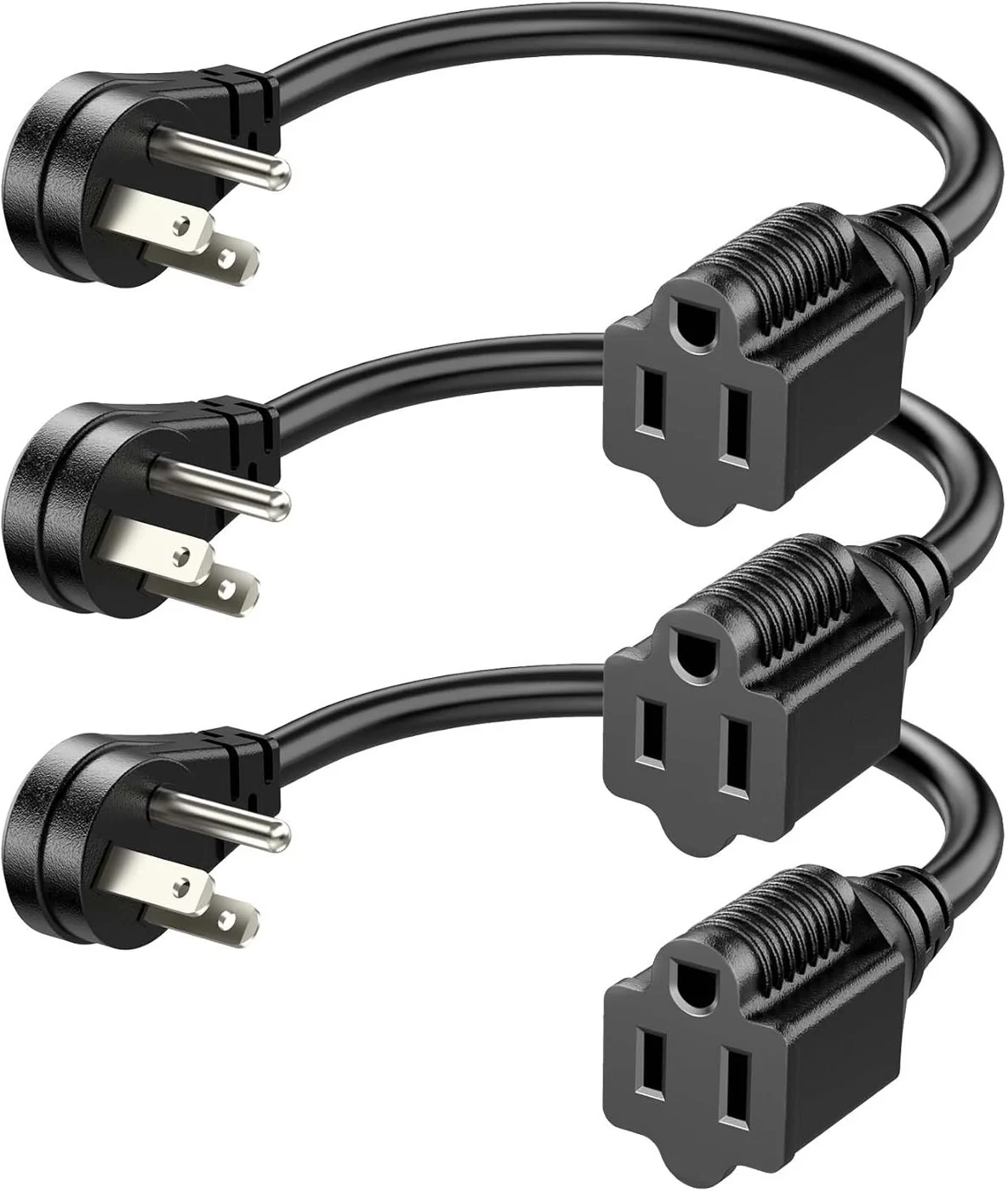 DEWENWILS Cable Extensión Interior 30cm 14/3, Cable Corto con Enchufe Plano