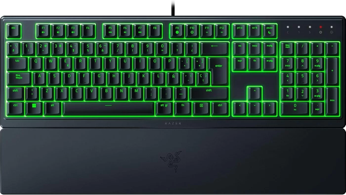 Razer Ornata V3 X Teclado para Juegos: Teclas De Perfil Bajo - Interruptores De Membrana Silenciosos - Resistente A Derrames - Iluminación Chroma RGB - Reposamuñecas Ergonómico - Negro Clásico