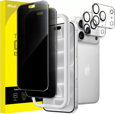 JETech Protector Pantalla Privacidad para iPhone 18 Pro Max, 2+2 Unidades