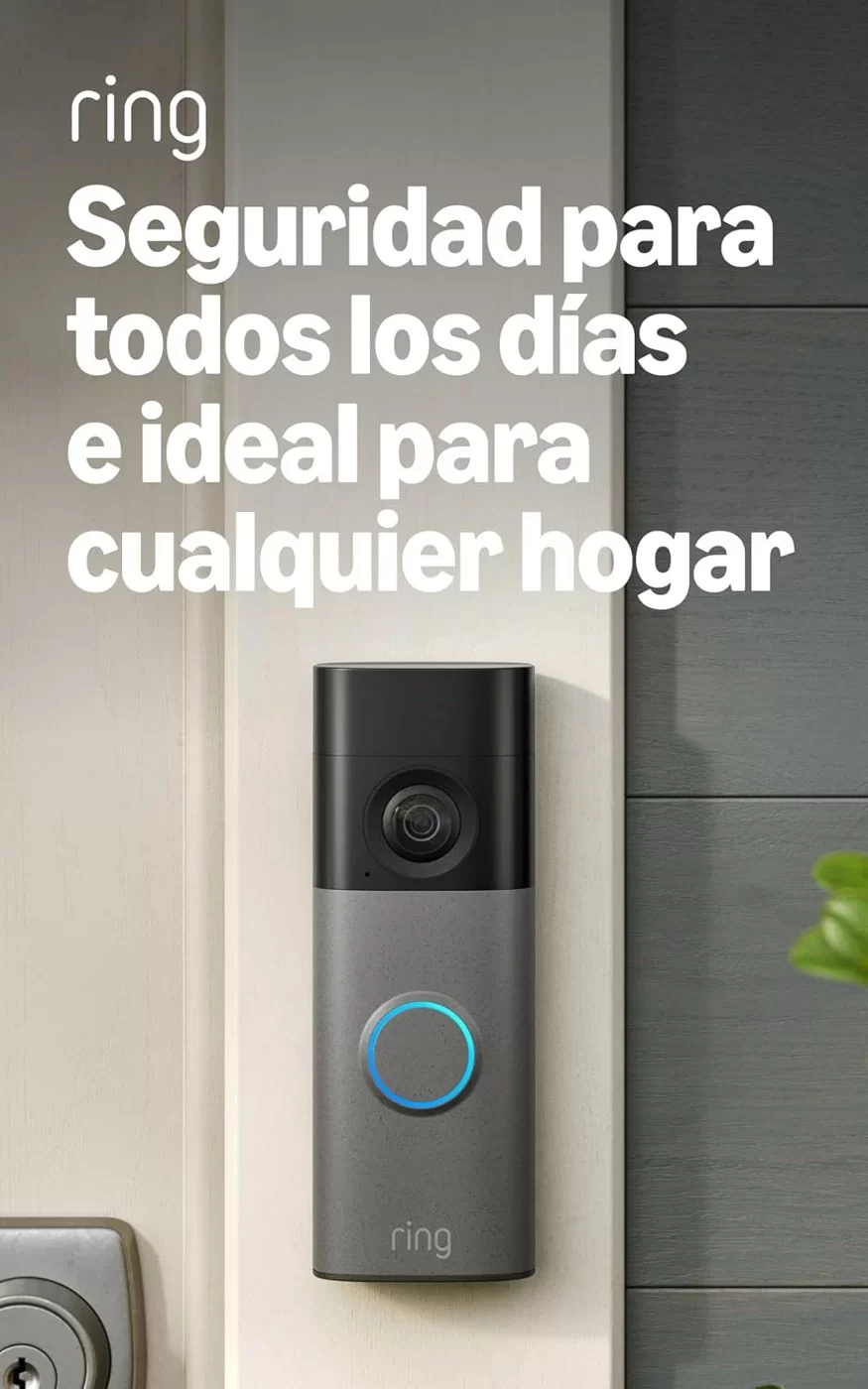 Videotimbre inalámbrico 2K Ring (último modelo): Retinal 2K con video de gran angular, zoom mejorado de hasta 6x, comunicación bidireccional y batería integrada (gris moteado)