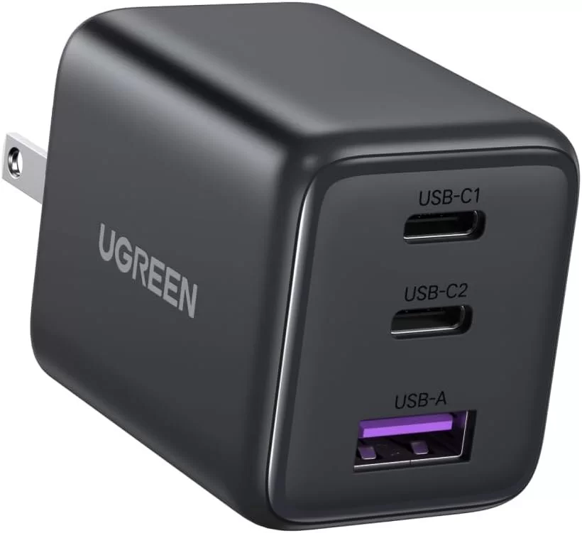UGREEN 30W GAN Cargador Tipo USB C con 3Puertos, Cubo de Carga Rápido Negro